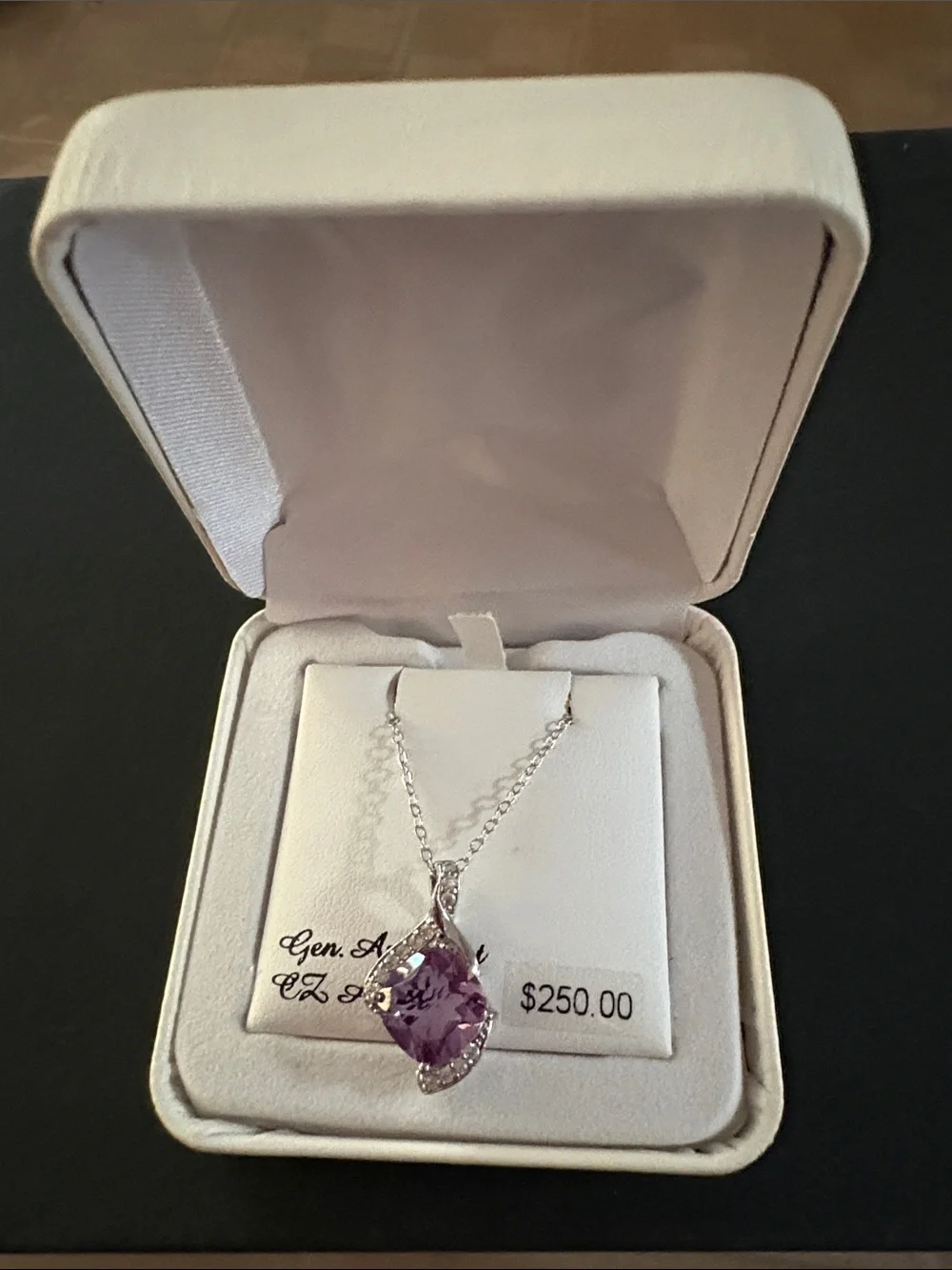 Sterling Silver Amethyst Teardrop Pendant Necklace
